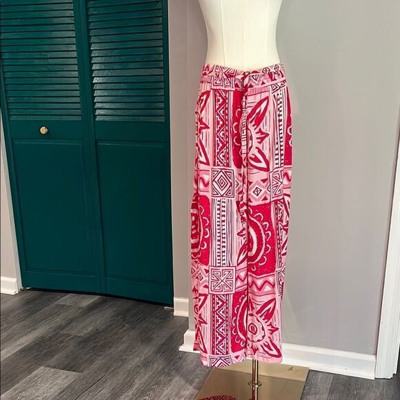 Rachel Zoe NWT boho red pink wide leg pant - M - Picture 1 of 8